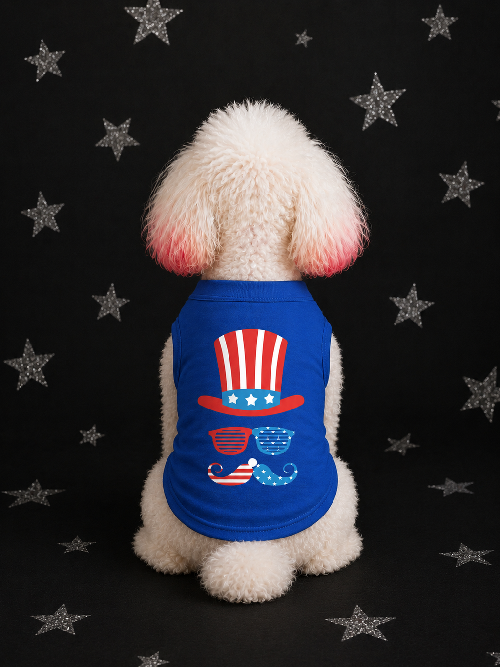 Uncle Sam Style Tee Blue Patriotic Dog Shirt
