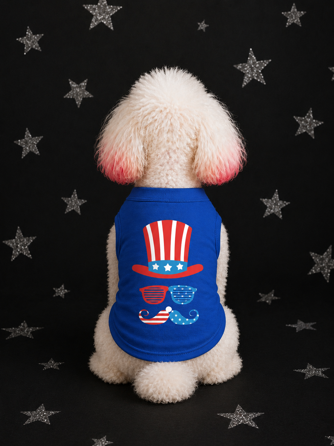 Uncle Sam Style Tee Blue Patriotic Dog Shirt